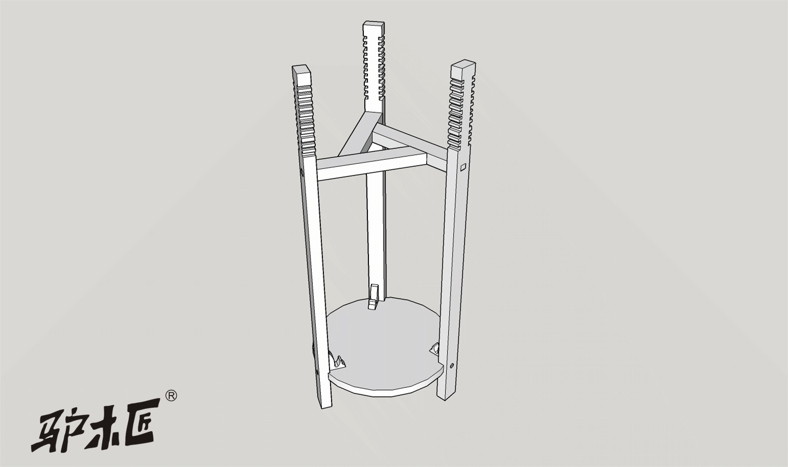 80圆形家具腿足与圆托泥的结合.gif